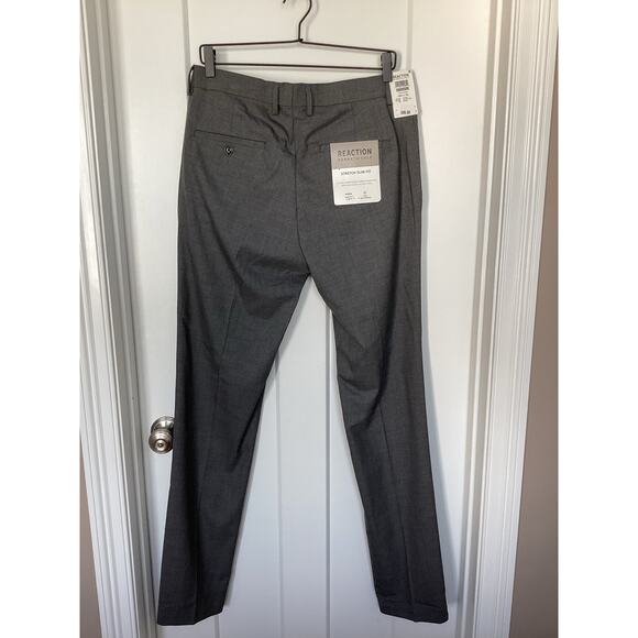 NWT Reaction Kenneth Cole Men's Stretch Slim-Fit Twill Dress Pants Gray 32x34 - Picture 5 of 12